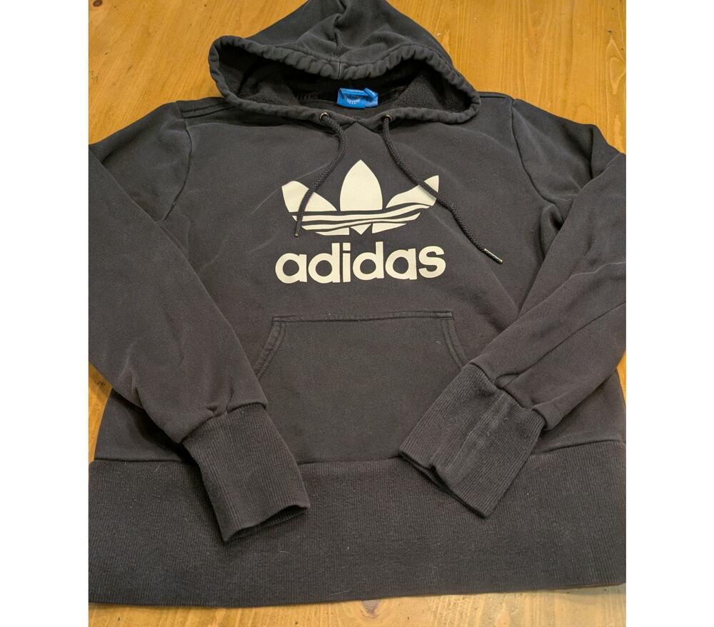 Adidas Pullover Hoodie, Black, White, Youth Large 12/14, EGU/LN
